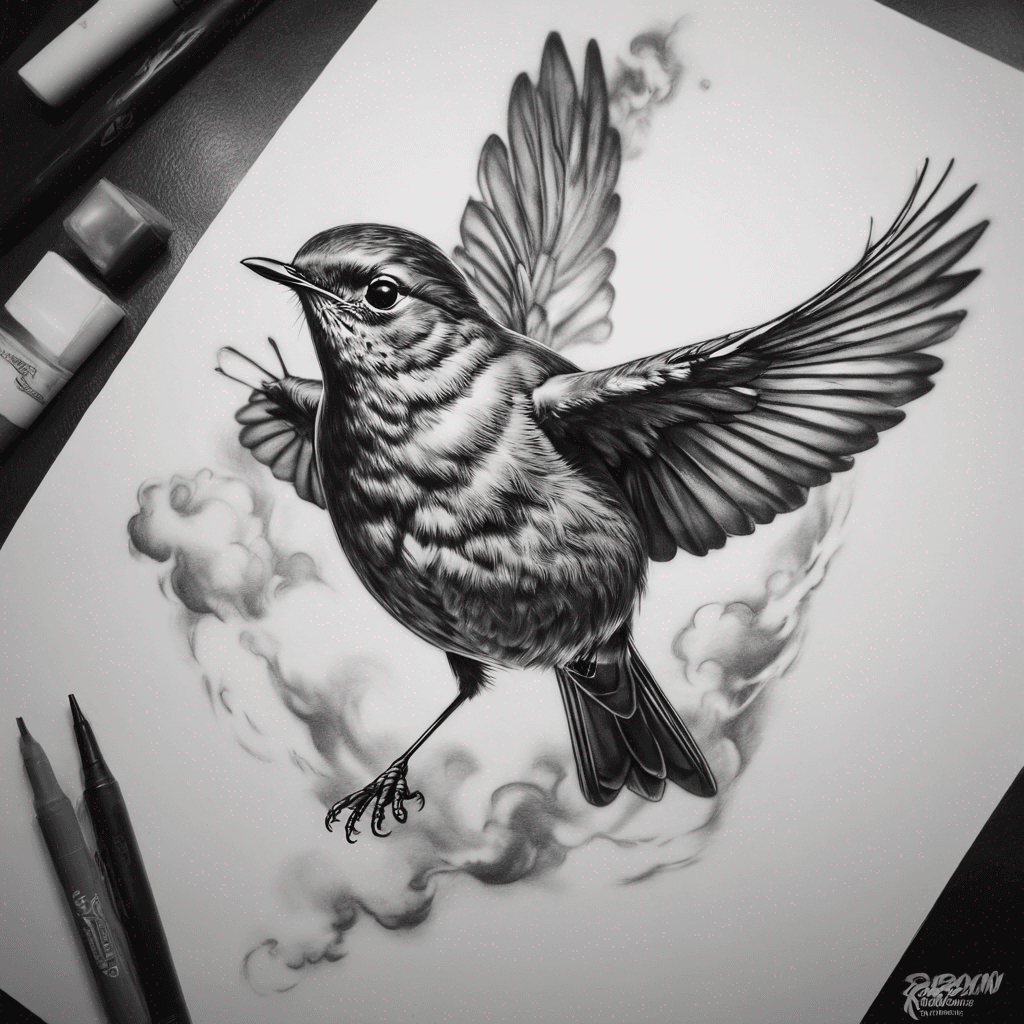 Robin flying