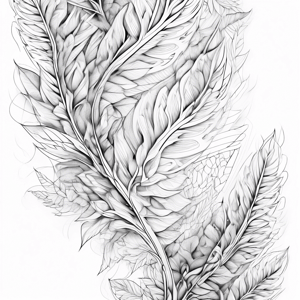 3D effect leaves that appear to be cascading off the skin.