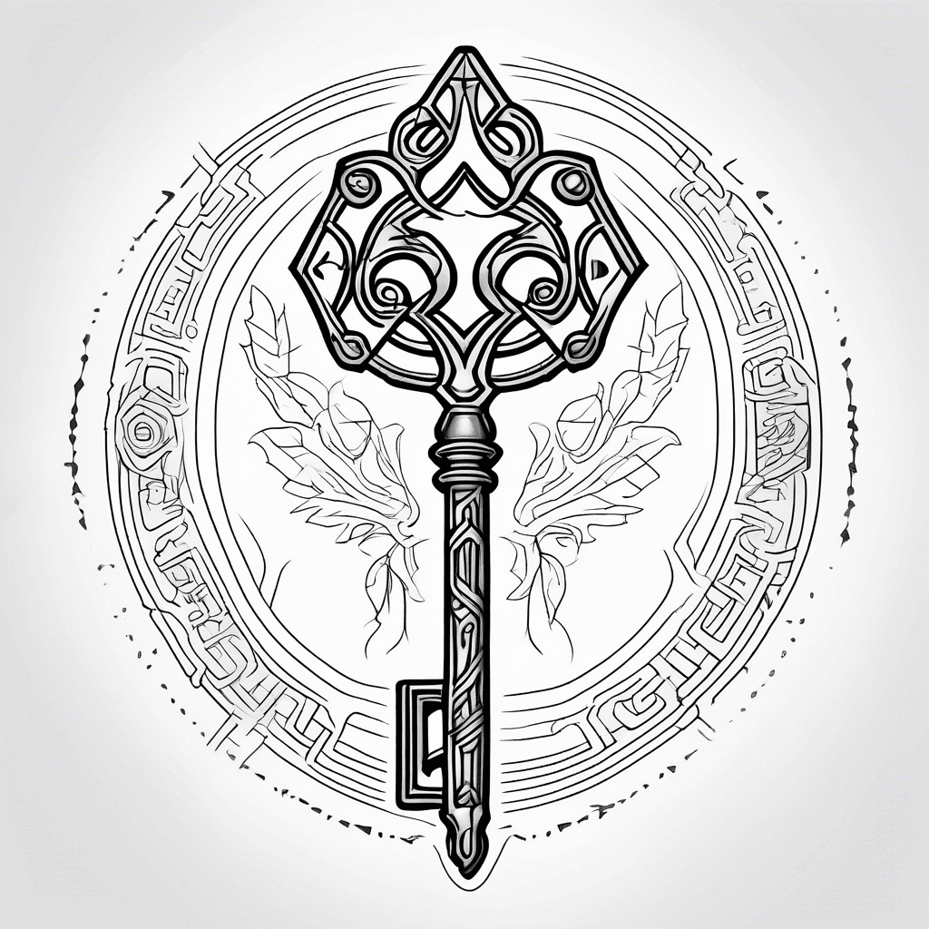 A key made from the runes Berkana, Anzus, and Fehu