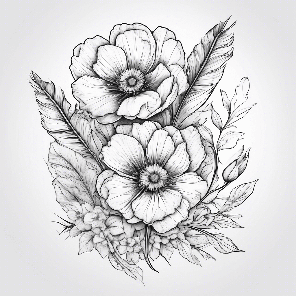 February and April birth flowers with small feather