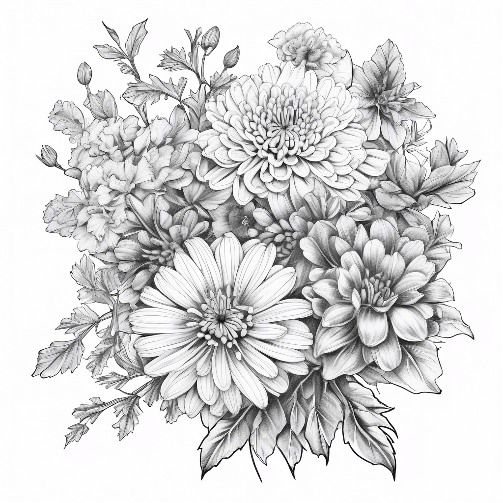 Simple Bouquet of chrysanthemums, violets, daffodils, and Holly branch