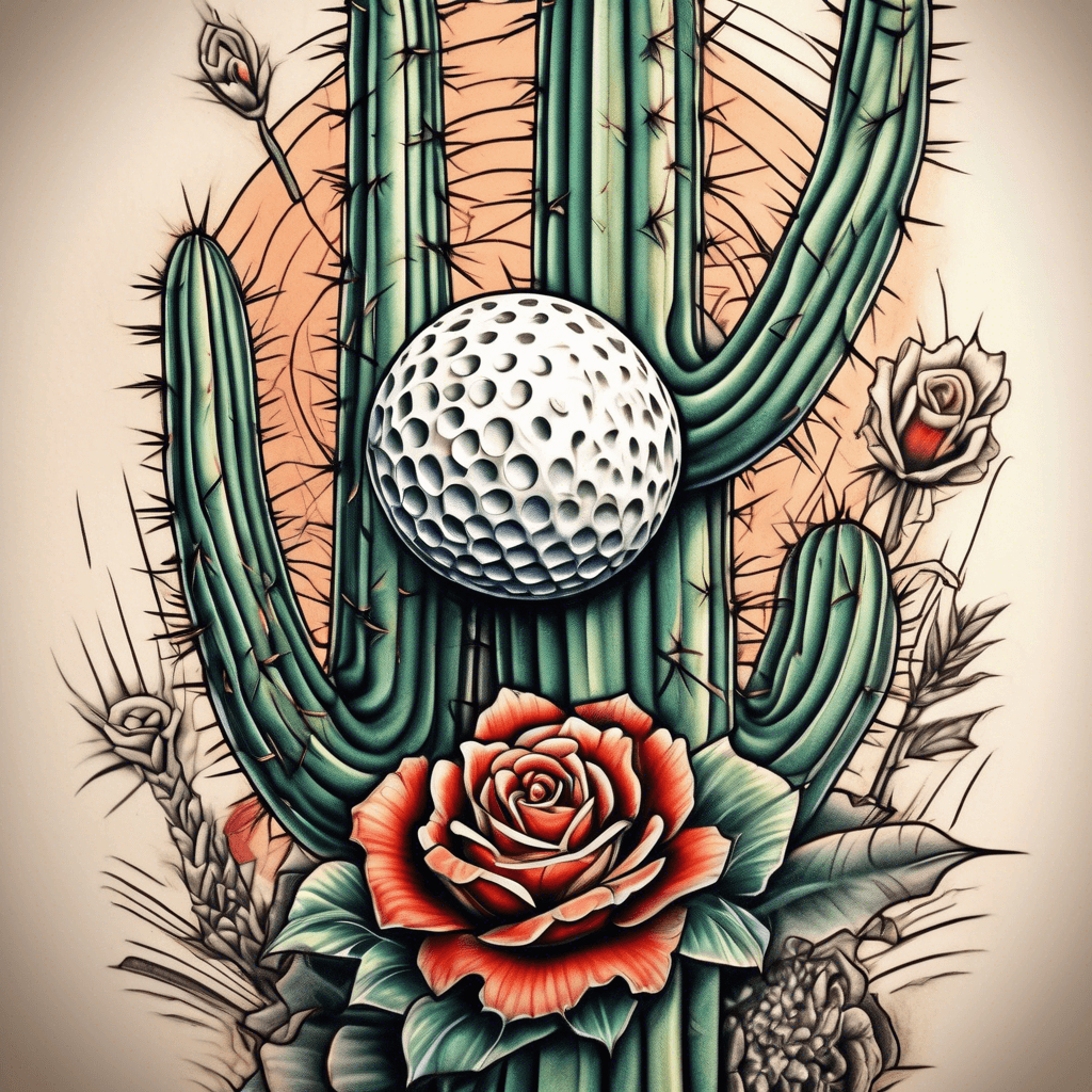 Saguaro cactus with a golf ball inside of it