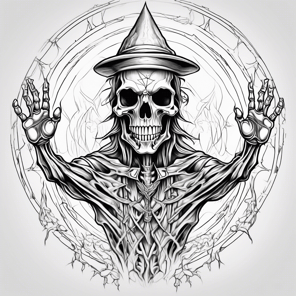 wizard skeleton with hands up