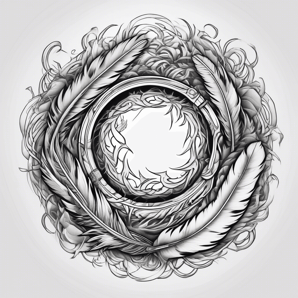 a ring of fire and feathers interwoven