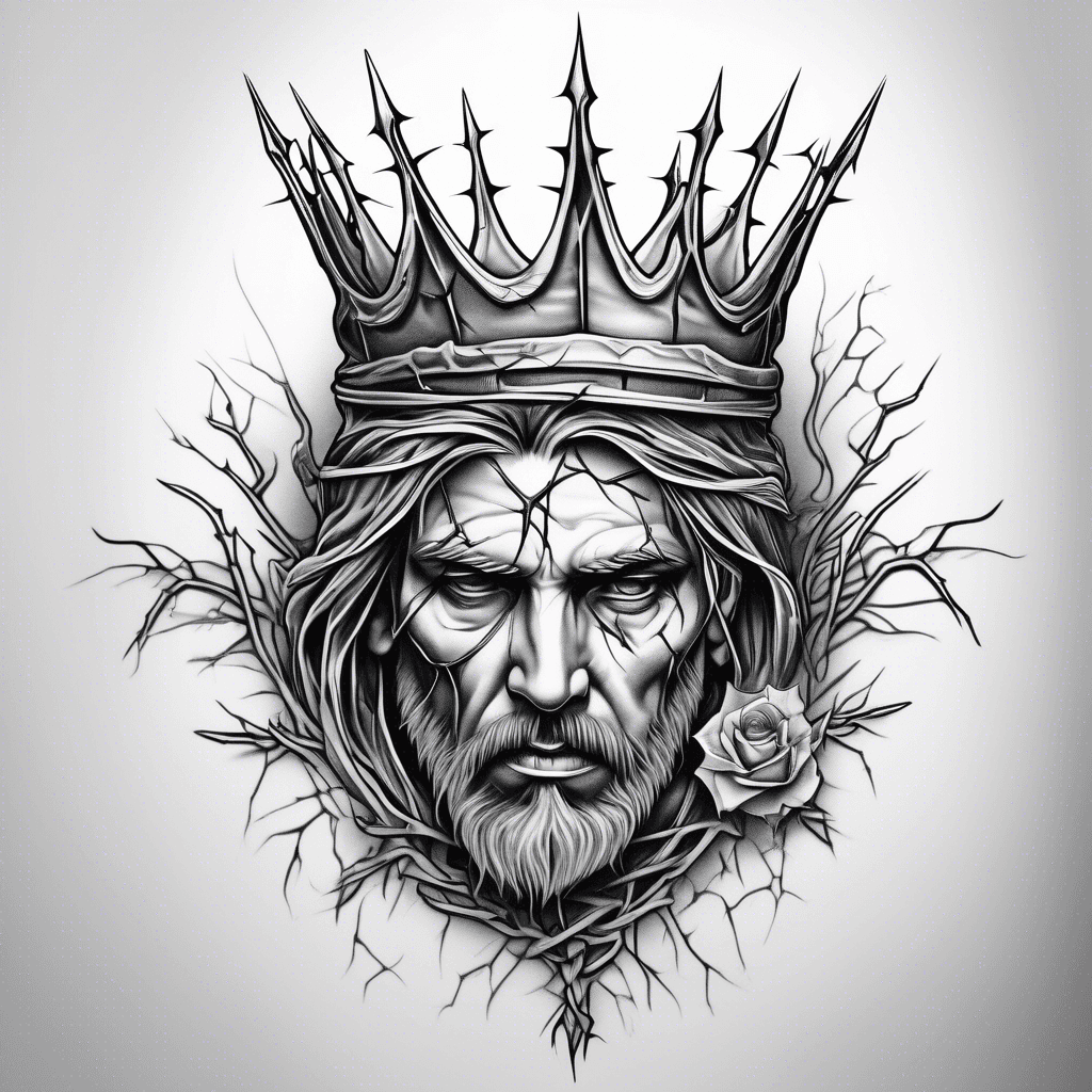 τετέλεσται with a faded crown of thorns in the backdrop