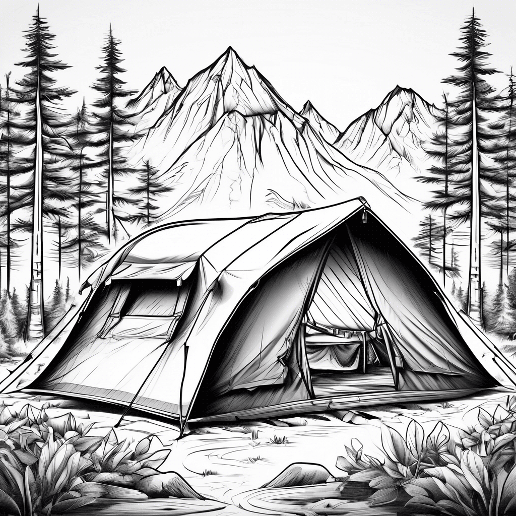 Big Alex themed tent with two campers outdoors