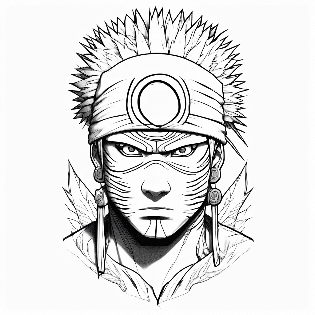 Itatchitachi from Naruto with a Puerto Rican flag on his head band