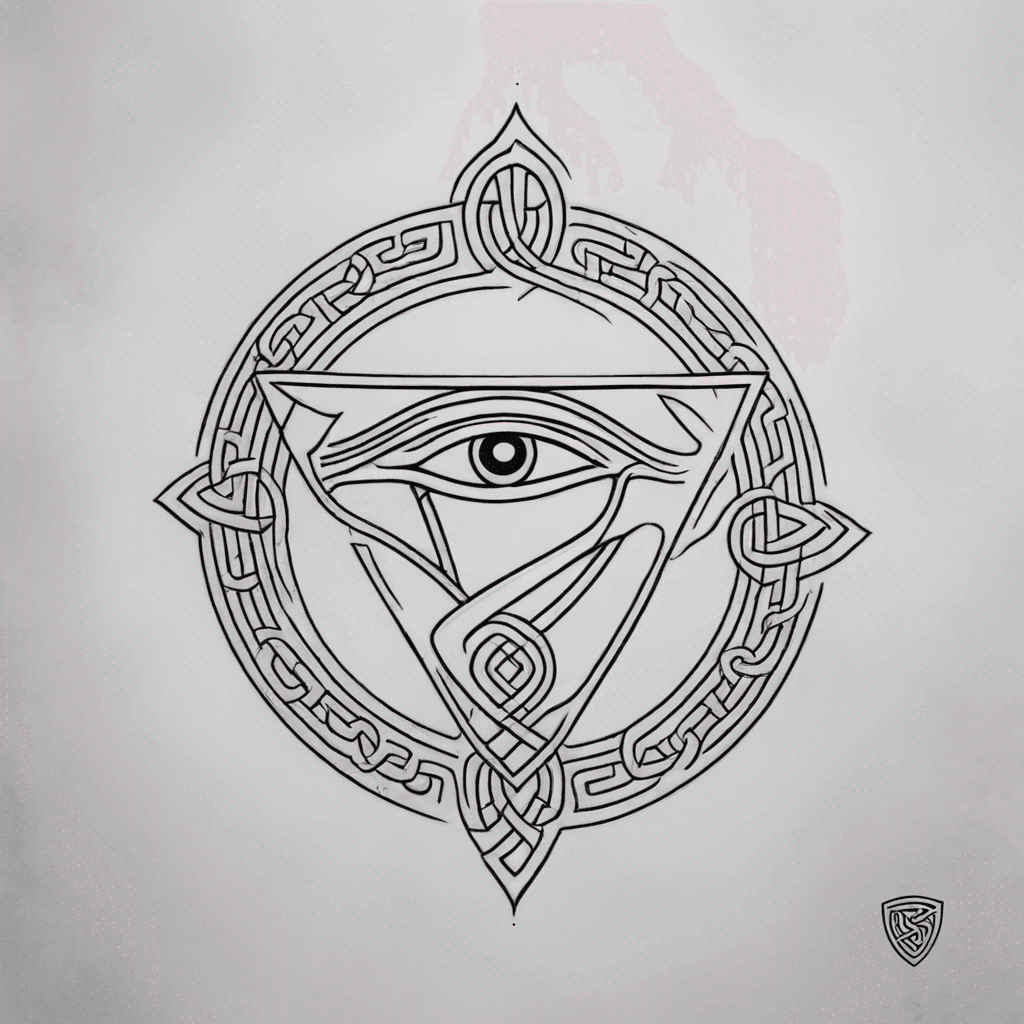 celtic shield knot with the eye of horus in the middle, may be more minimalistic
