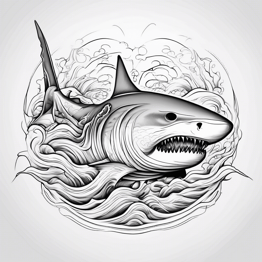 ocean theme with shark minimalist