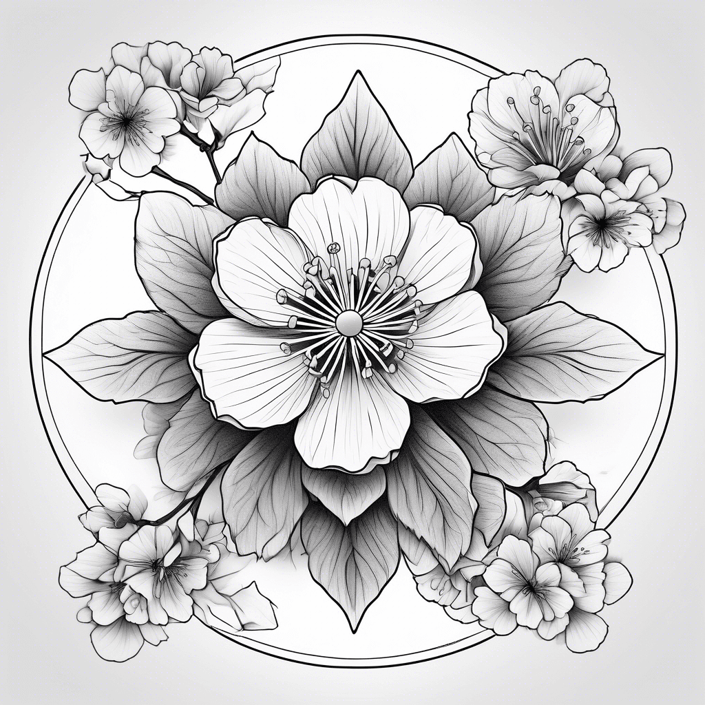A minimalist mandala cherry blossom Japanese style men neck tattoo