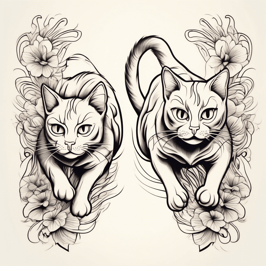 a dainty style two cats running in line