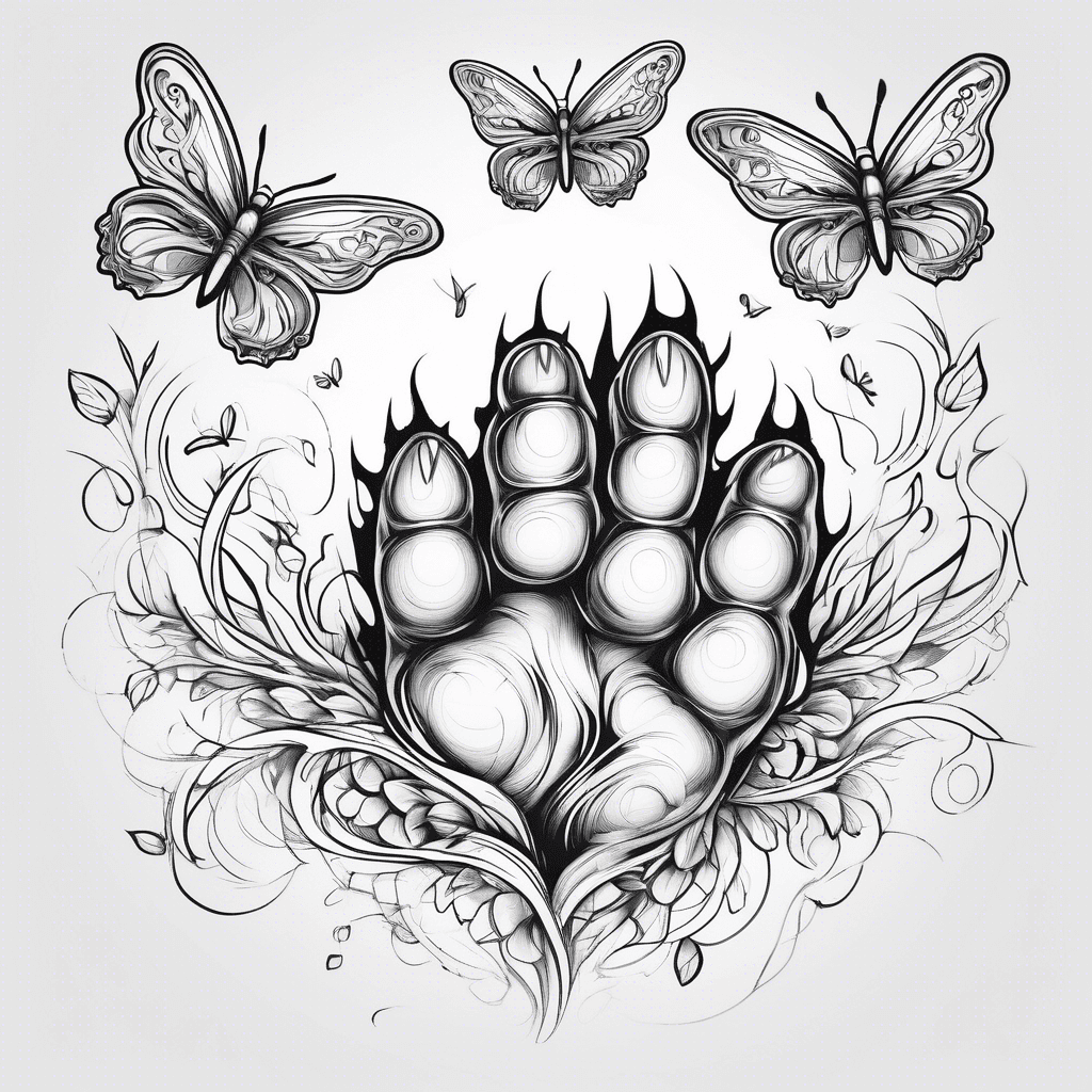 Dog paws transforming into butterflies on the way to heaven. Love, simple