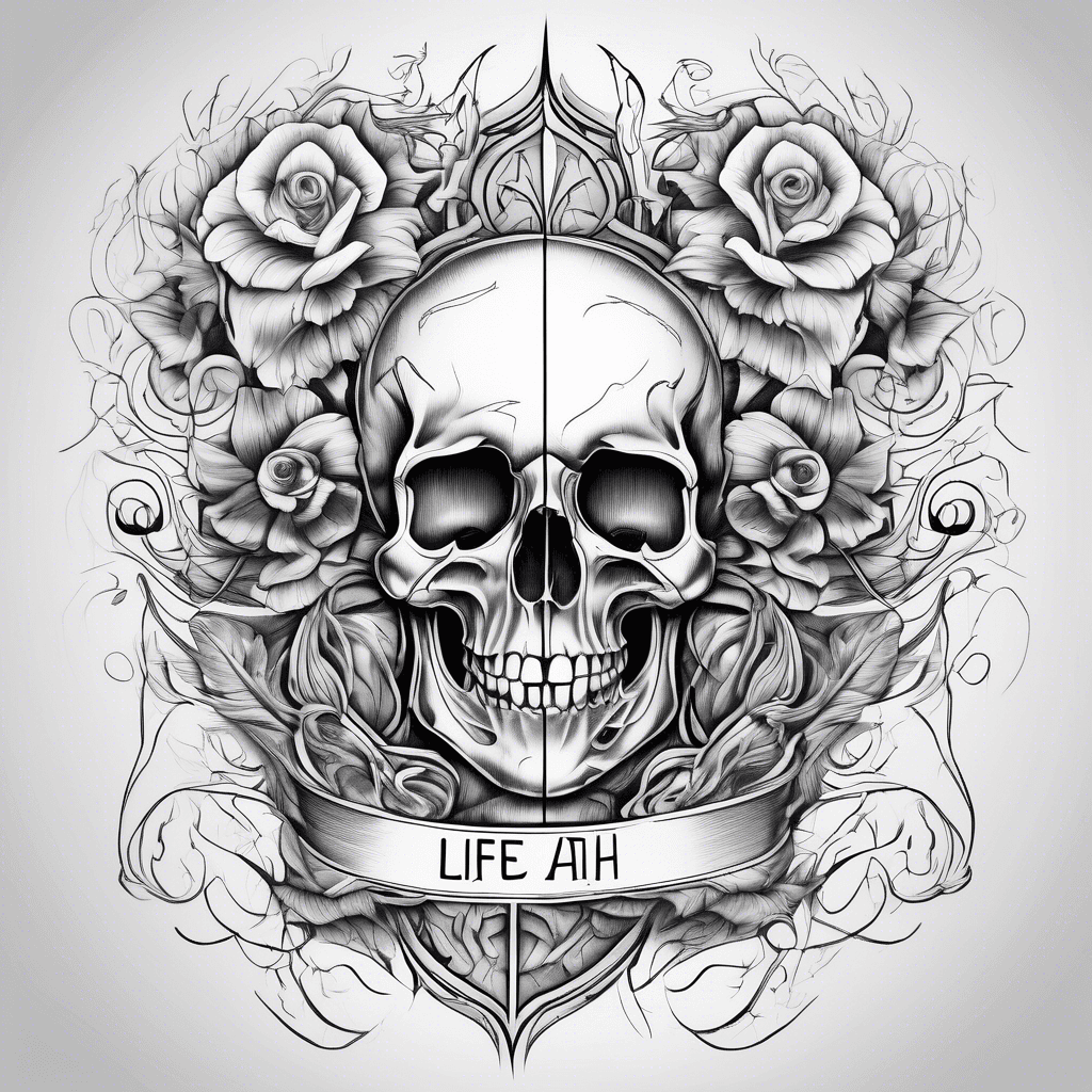 The words life and death in one tattoo depending on what side you look at it from