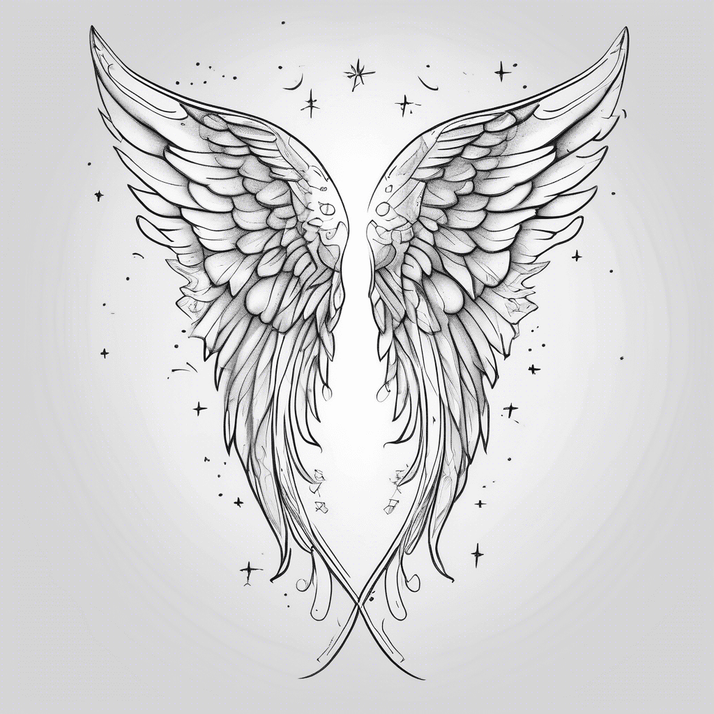 Minimalist angel wing with Pisces constellation