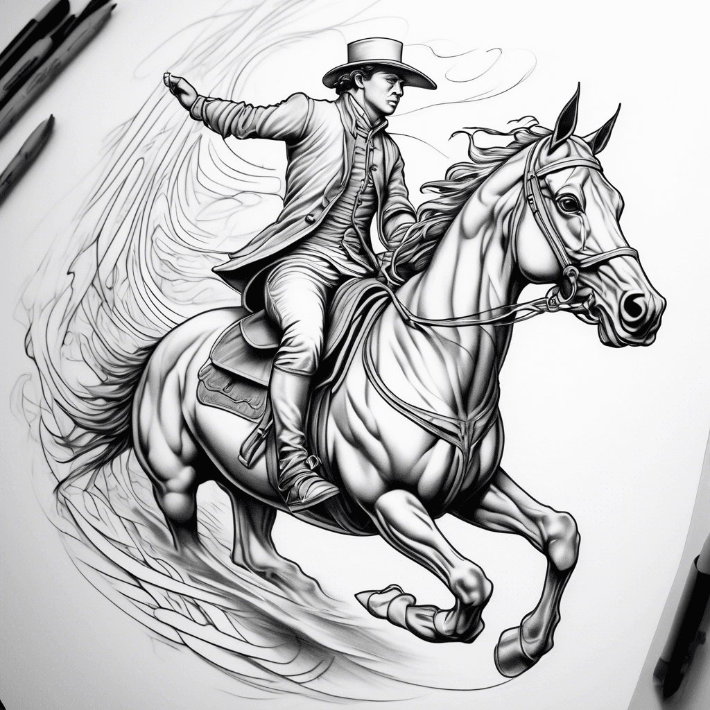 Create a tattoo design idea to the song Paul Revere by Noah Kahan. Certainly without any inscriptions. No human figures. Metaphorical. Something with the meaning of the desire to escape, run away