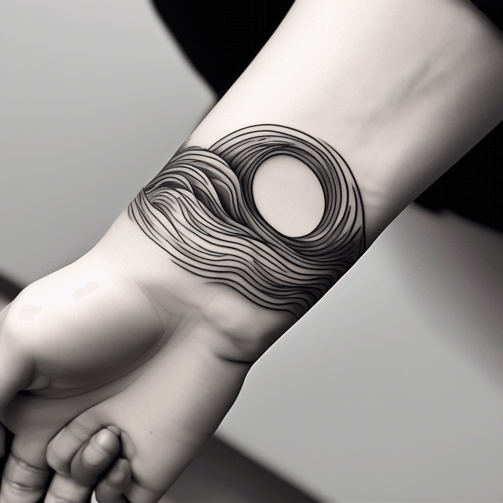 Bracelet tattoo with waves inside it for the wrist