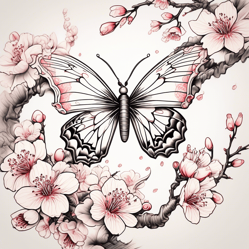 Butterfly on a cherry blossom