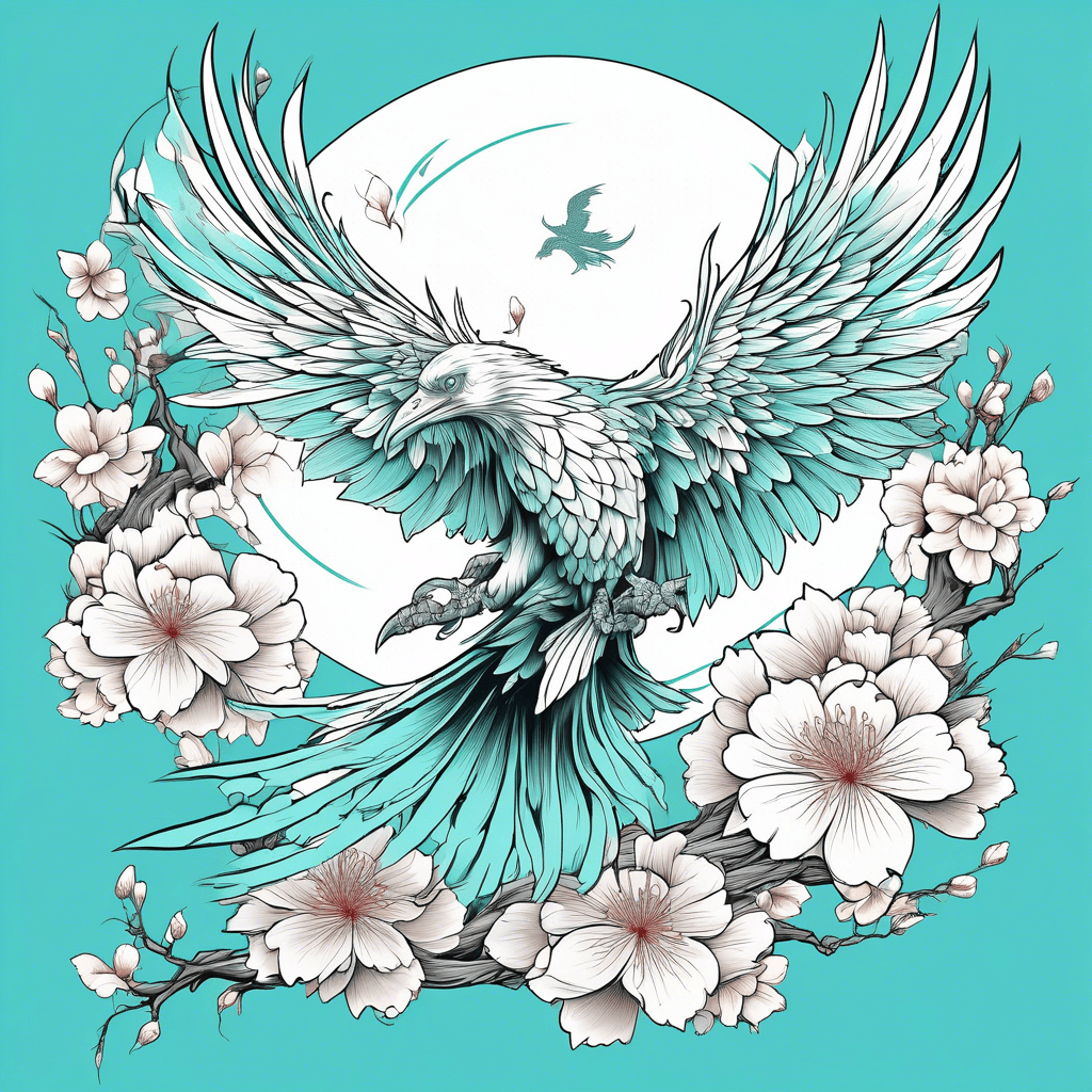 white flying raven shapes on solid turquoise background