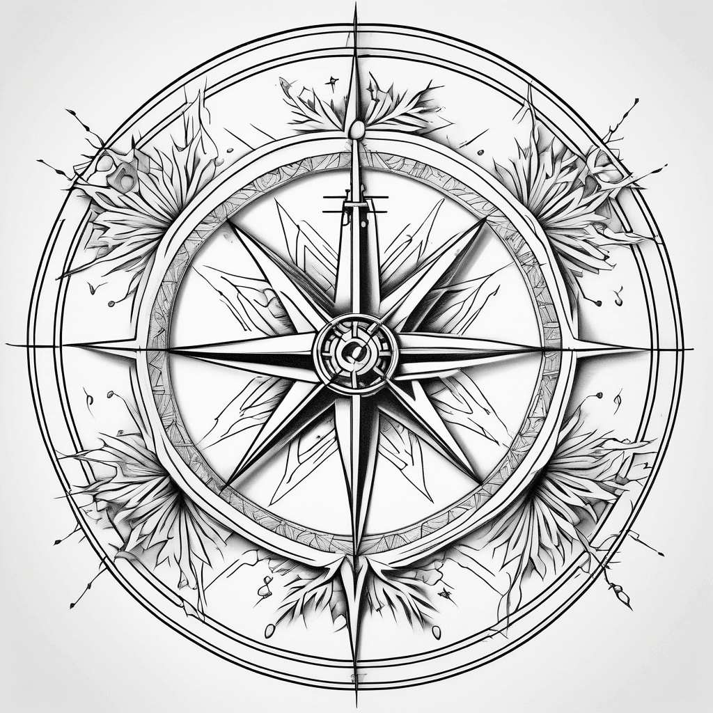 half compass showing west and south labeled the other half snow flake