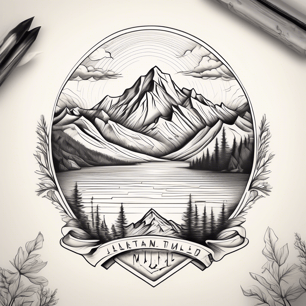 A mountain range with a lake with the quote turn the mundane into a masterpiece