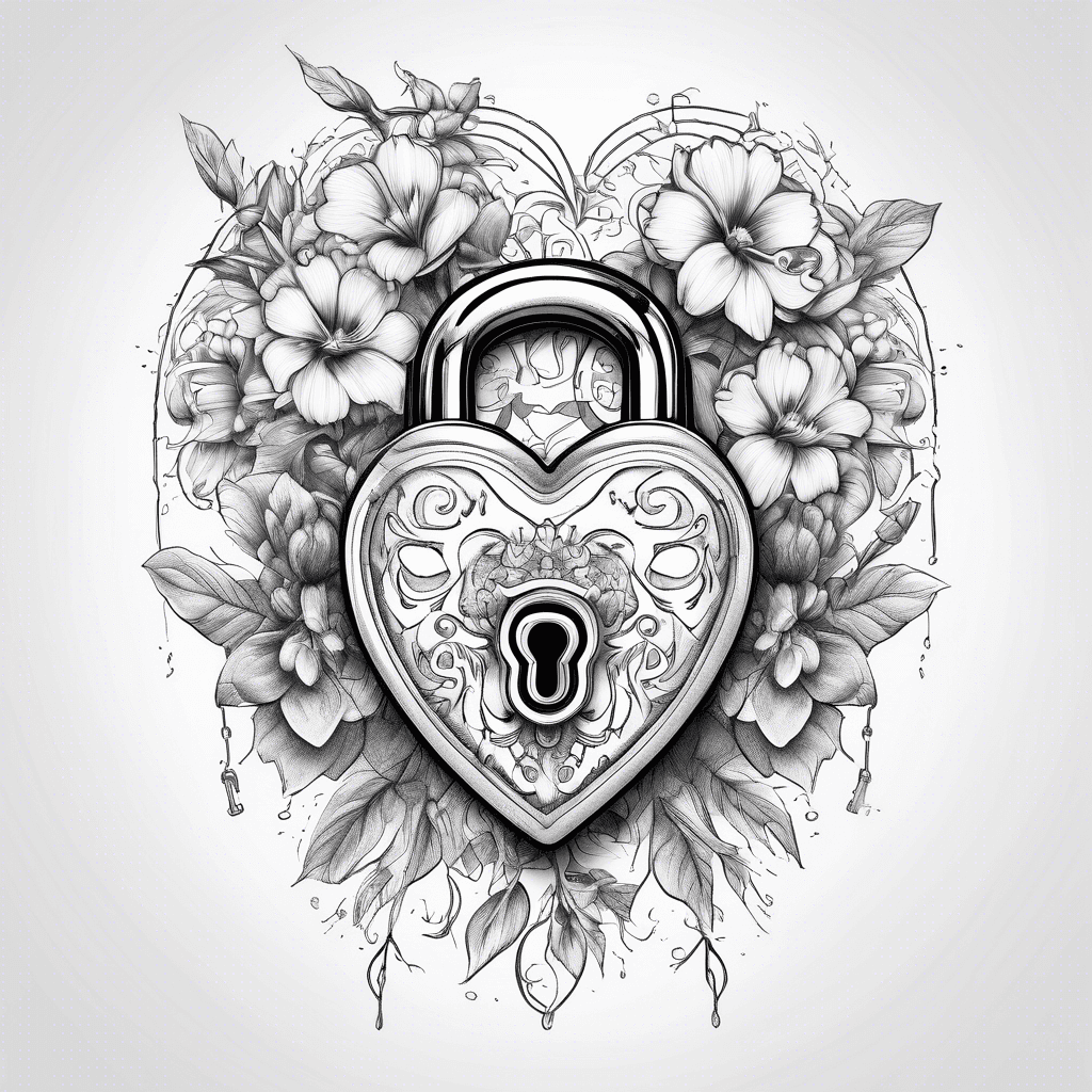 Heart padlock with flowers and cheetah print