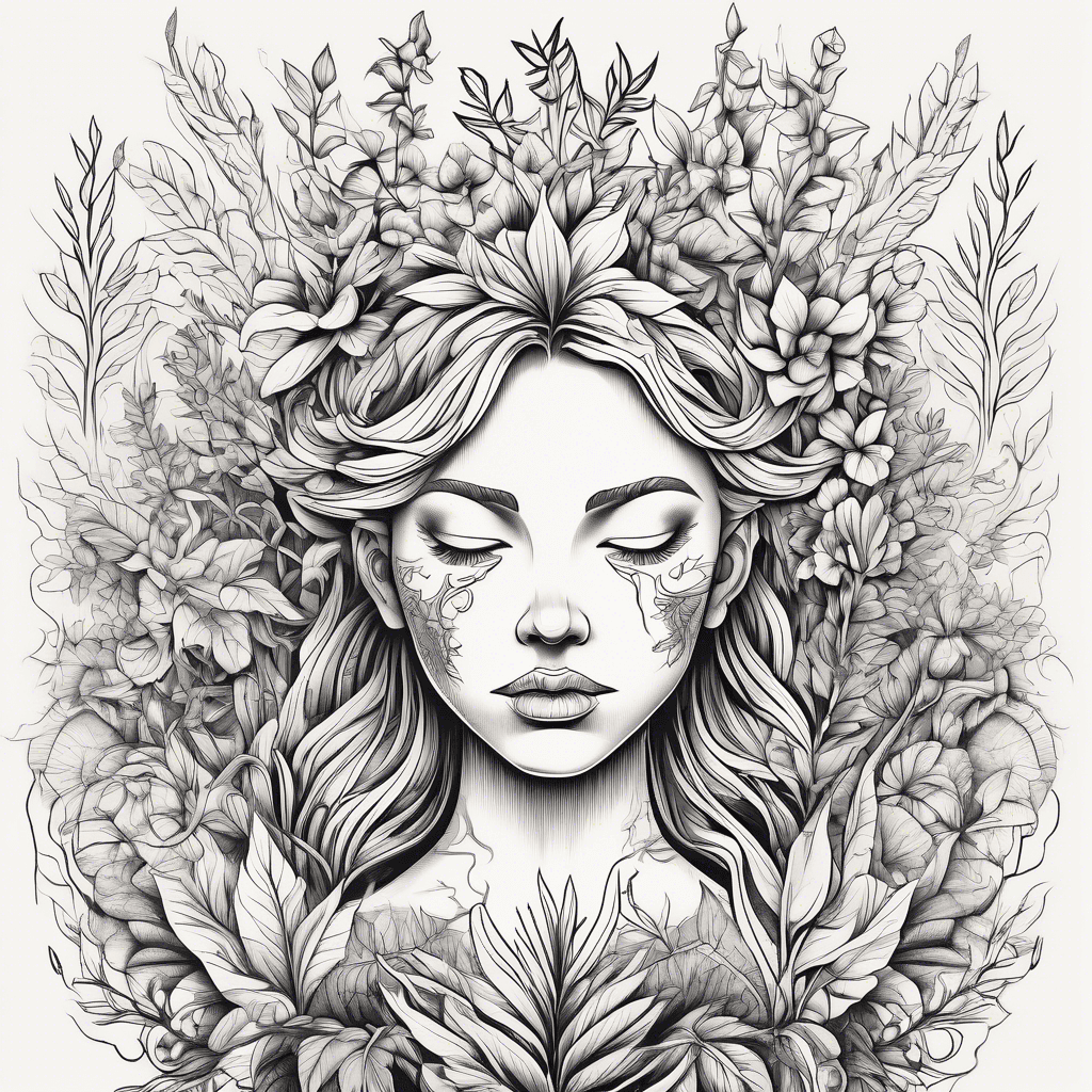 magical presentation of mental health and strength using plants