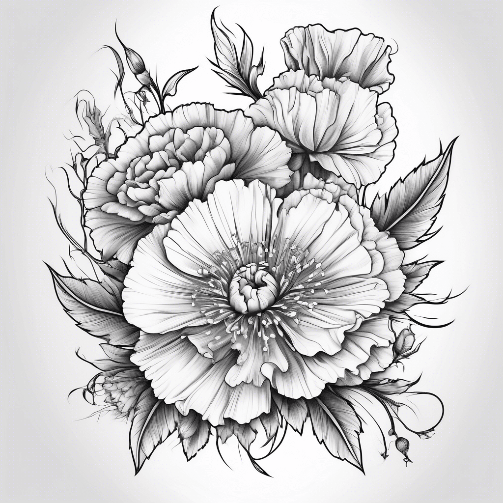 Floral design including carnations, daisies and roses combined