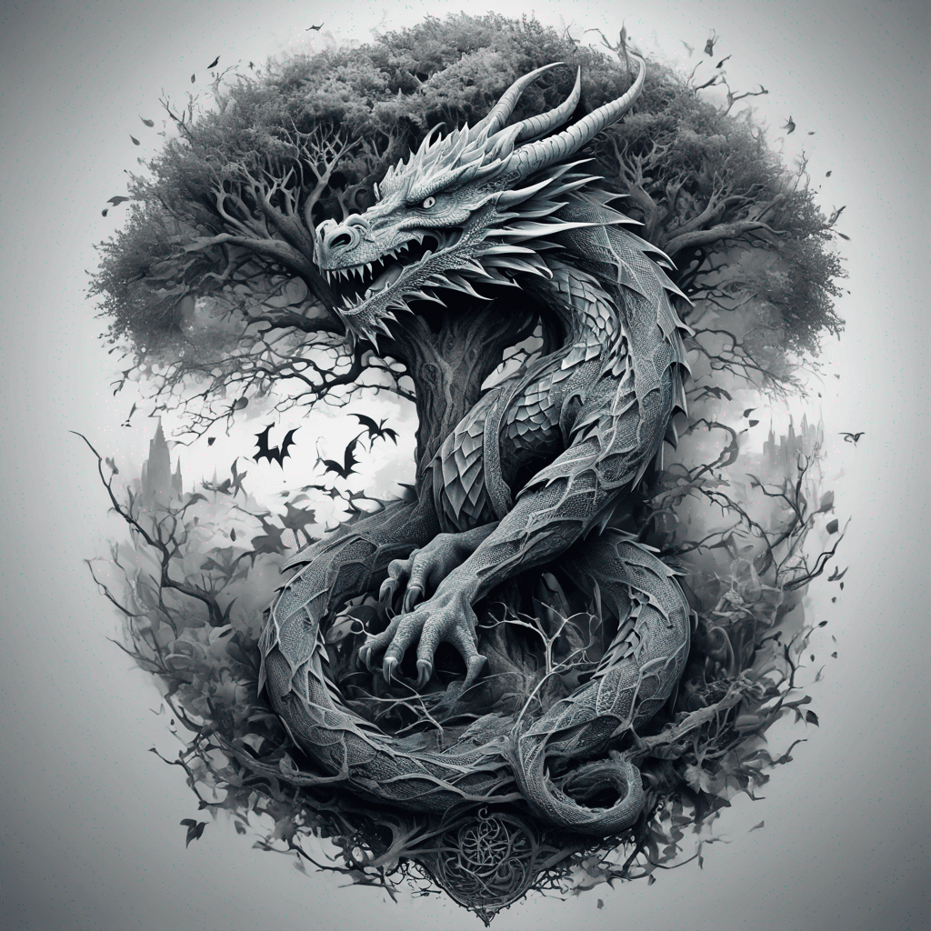 dragon wrapped around tree of life