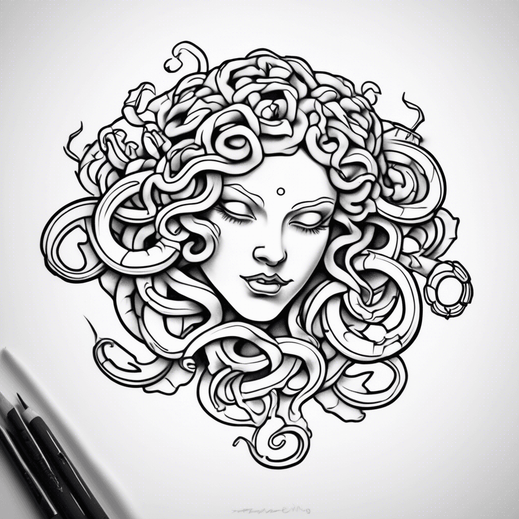 Small Medusa tat for on top of my left hand and make it incoreate a fiery rose