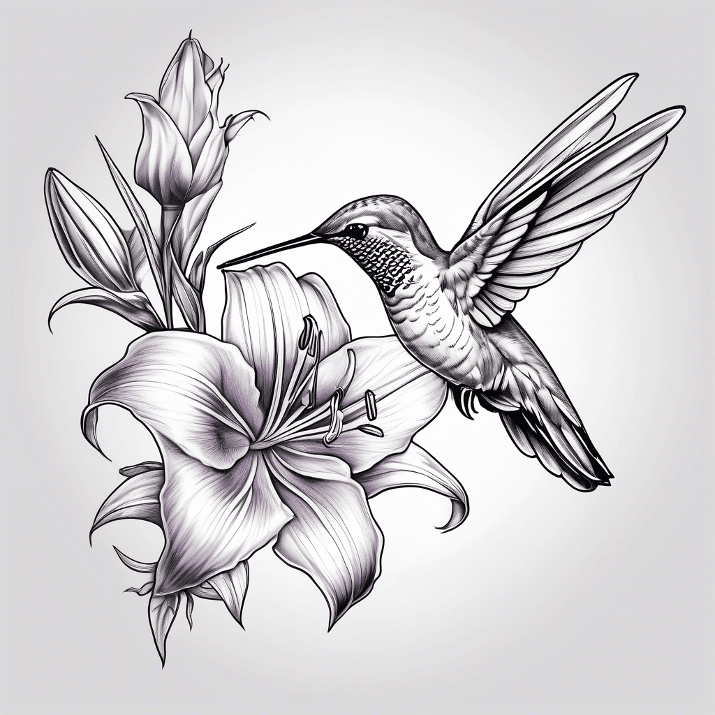 Lily,lilac, hummingbird
