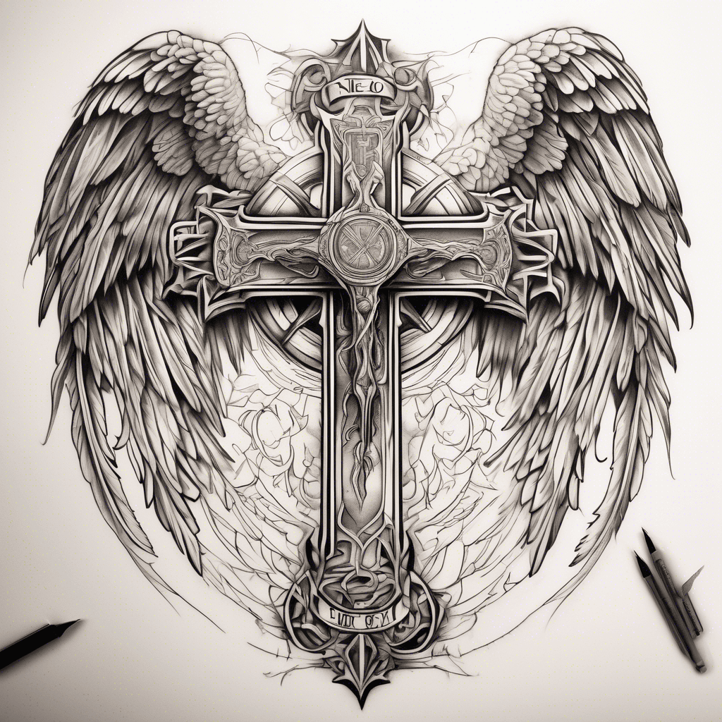 A cross with eagle wings with psalms 36:9 and the verse below it and my grandads signature on it with his and mine birthday 7/5 8/15