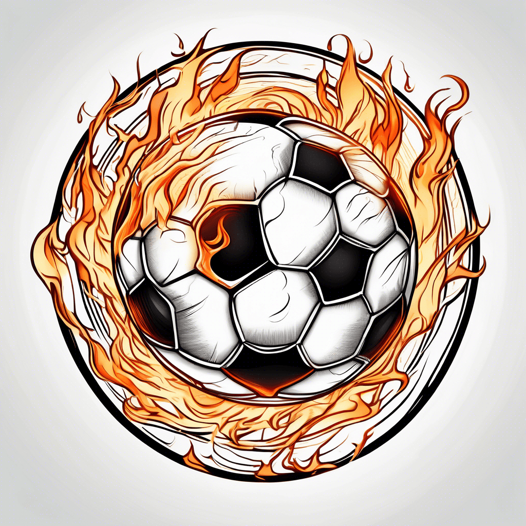 a soccer ball with fire