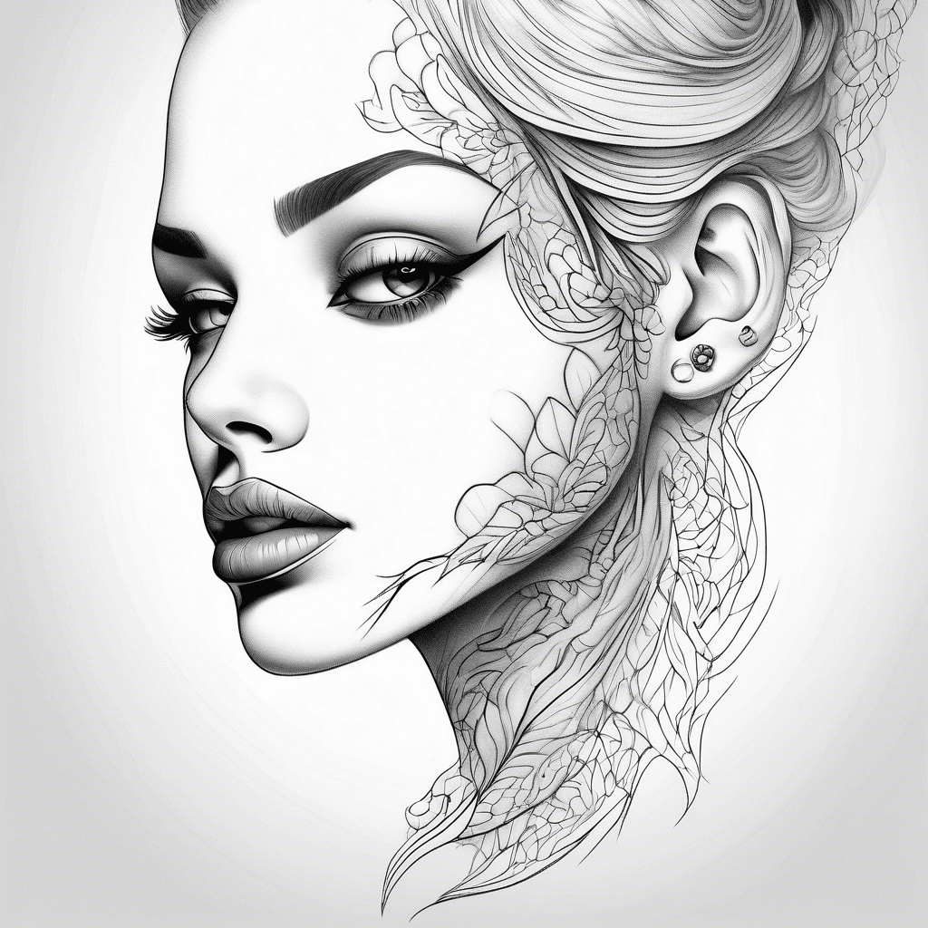 lower half of a woman's face, black and gray, good looking lips