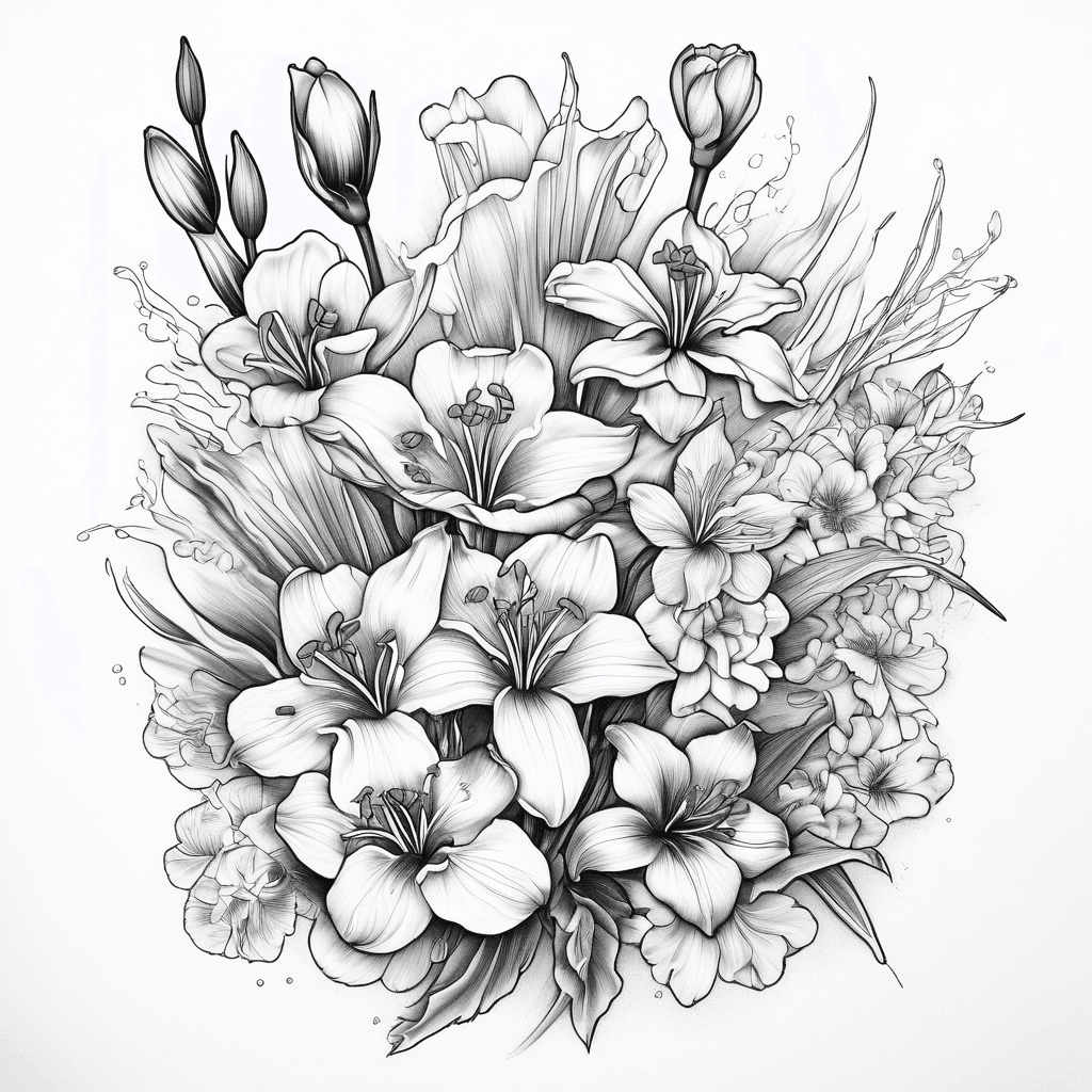 Birthday month flowers bouquet Snowdrop January Iris February cherry blossom March Lily May water lily July poppy August black and white small cross