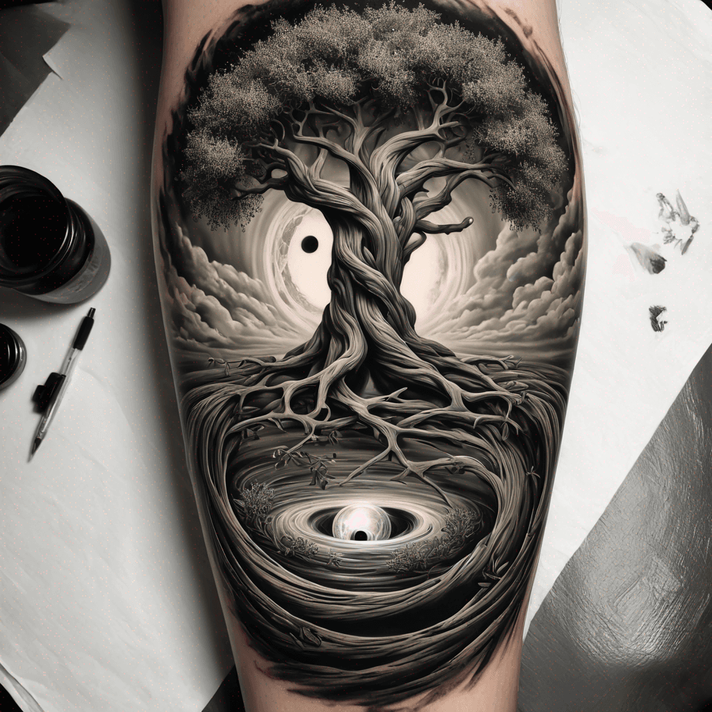 Olive tree with a black hole at the bottom