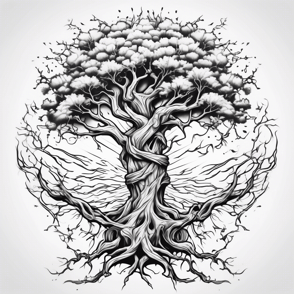 a tattoo of something fighting to grow even when its dying a tree