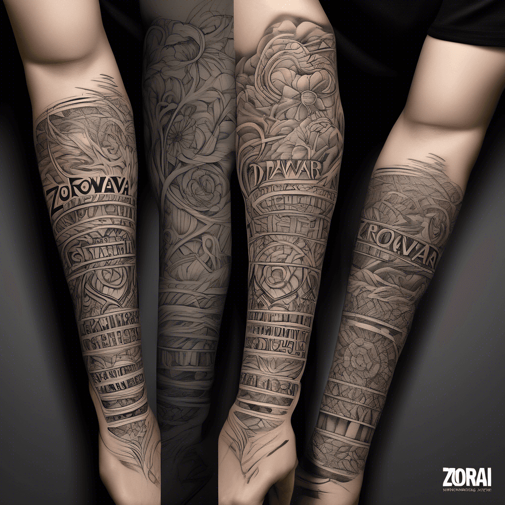 The names Zorawar and Dhara wrapped around a forearm