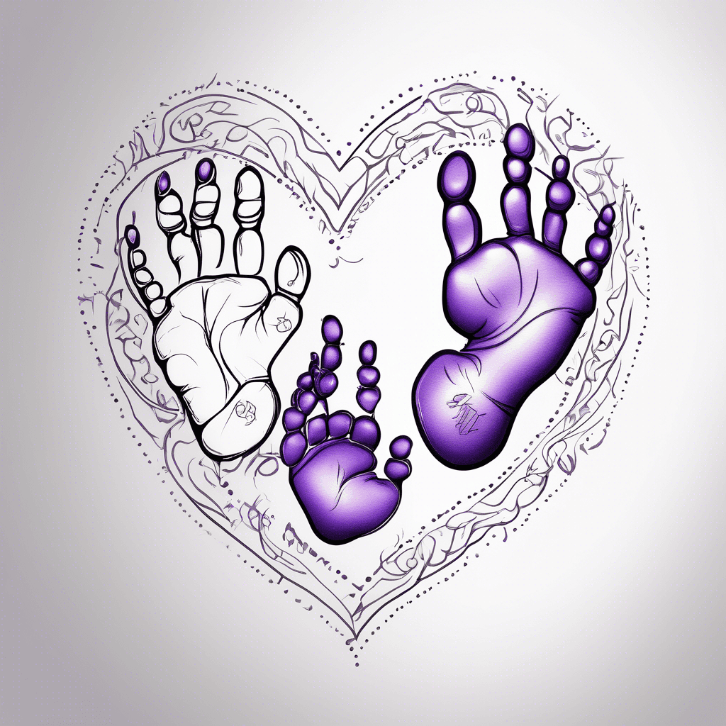 baby hand and foot prints with purple heart and words mauriah my warrior