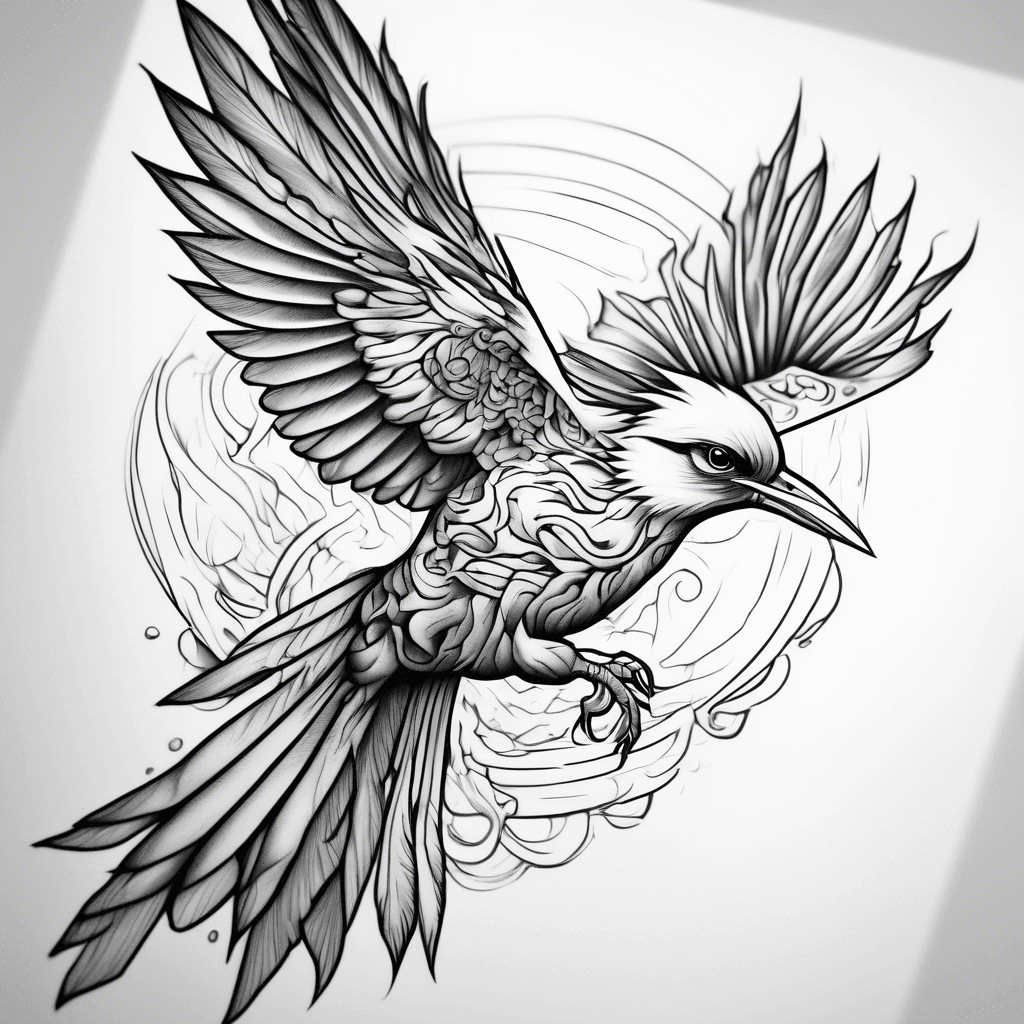 chinese yan zi bird flying micro realism fine line black white tattoo