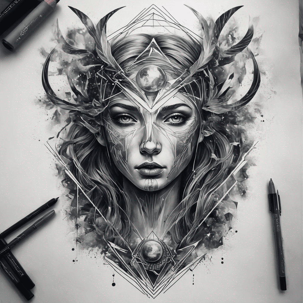 artemis in celestial style with geometric