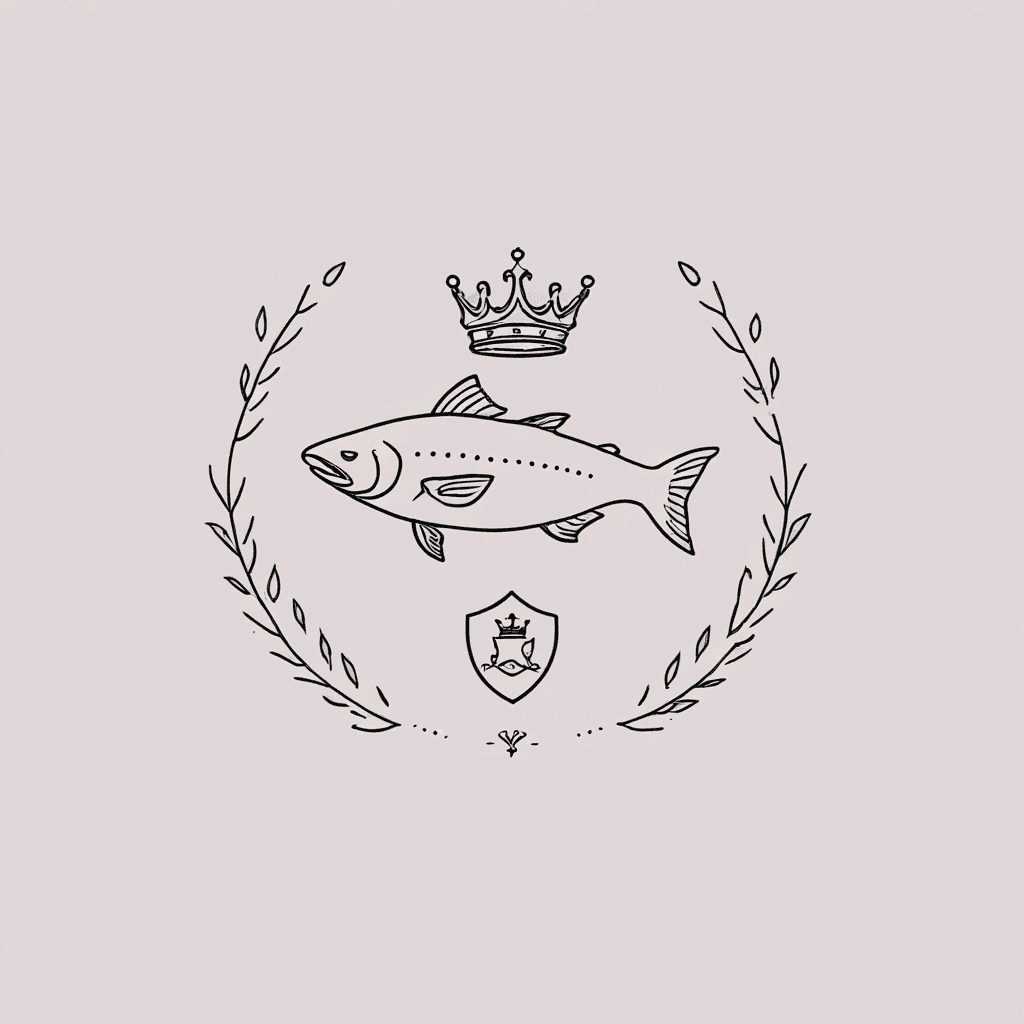 Salmon family crest with a female crown