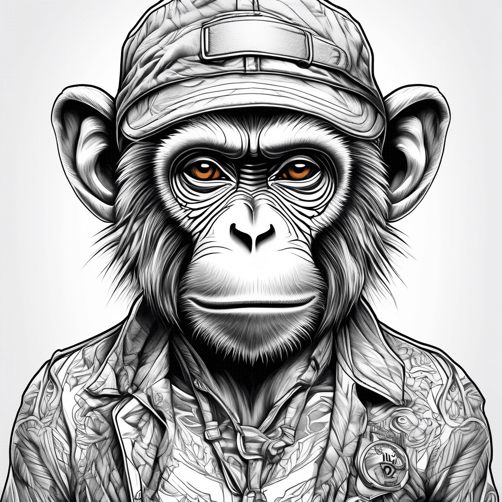 American traditional monkey wearing a pointed safari