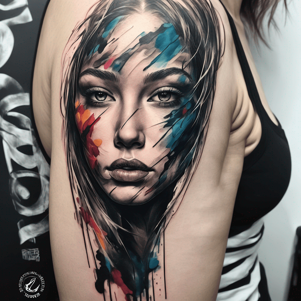 Abstract brush strokes that create a body art piece like a painting