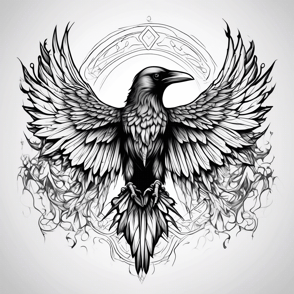 Crow wings spread Dark Black