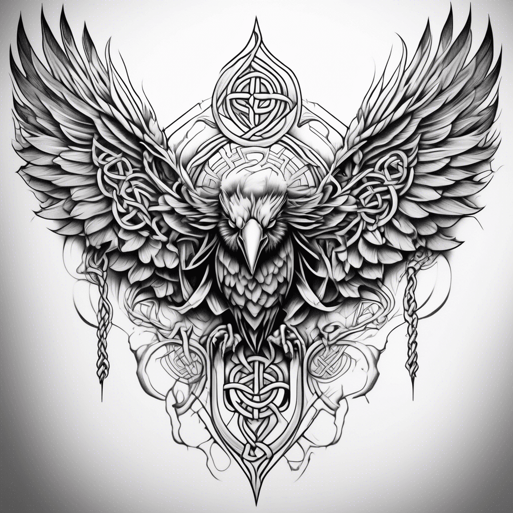 Sleeve containing Celtic Knot and Crow Wings