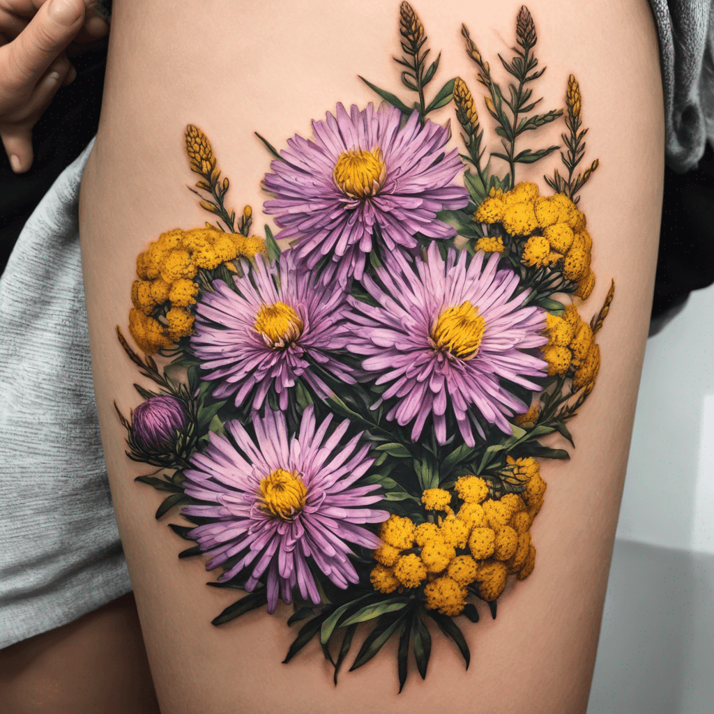 Aster and goldenrod plants together