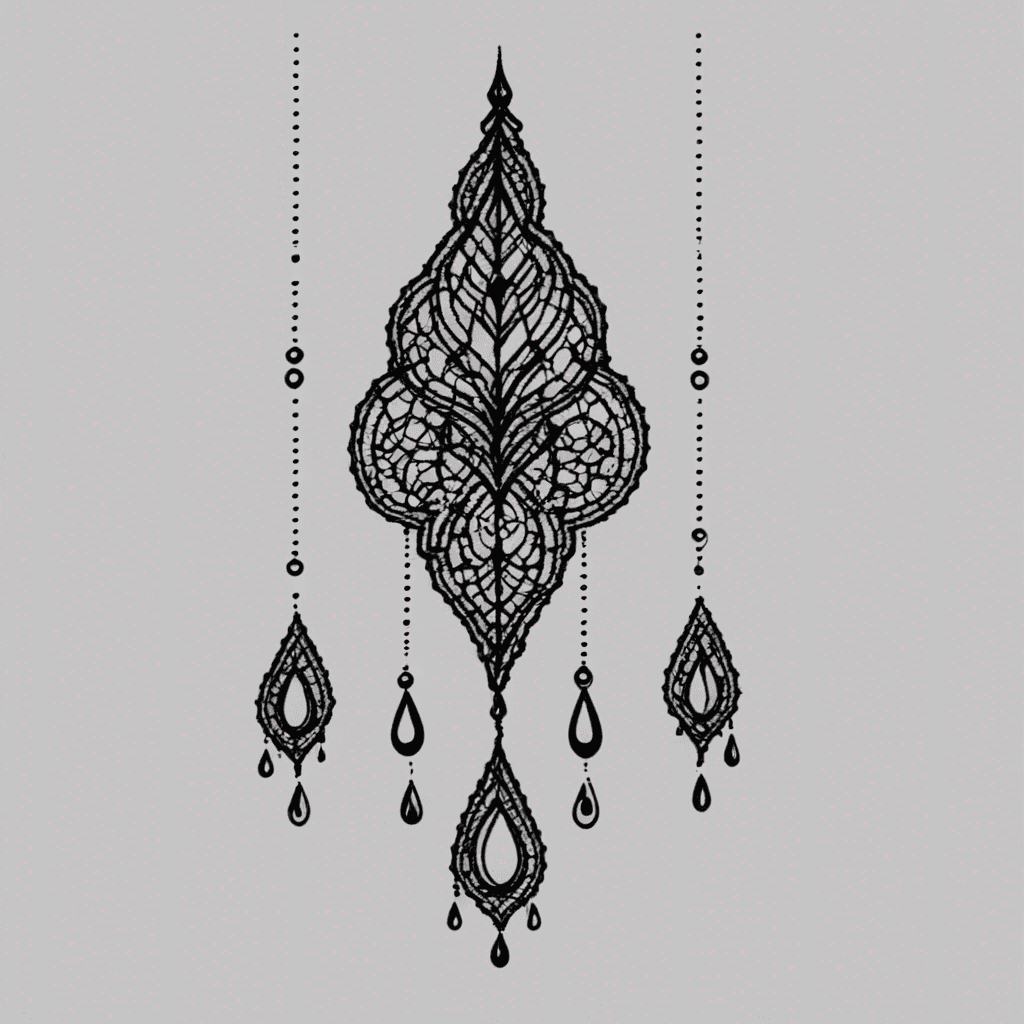 Delicate, thick black lace with large tears and frayed