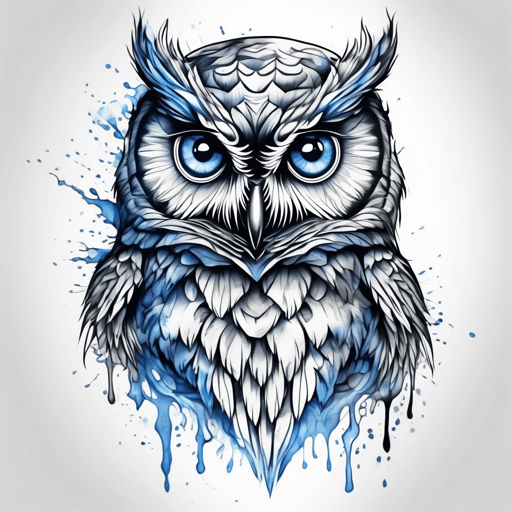 Owl blue eyes man’s forearm
