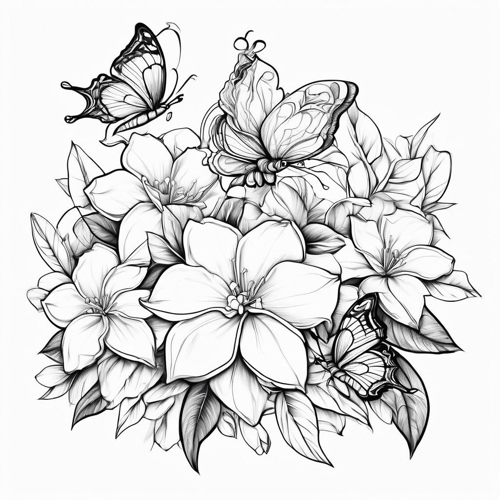 Gardenias flowers with butterflies