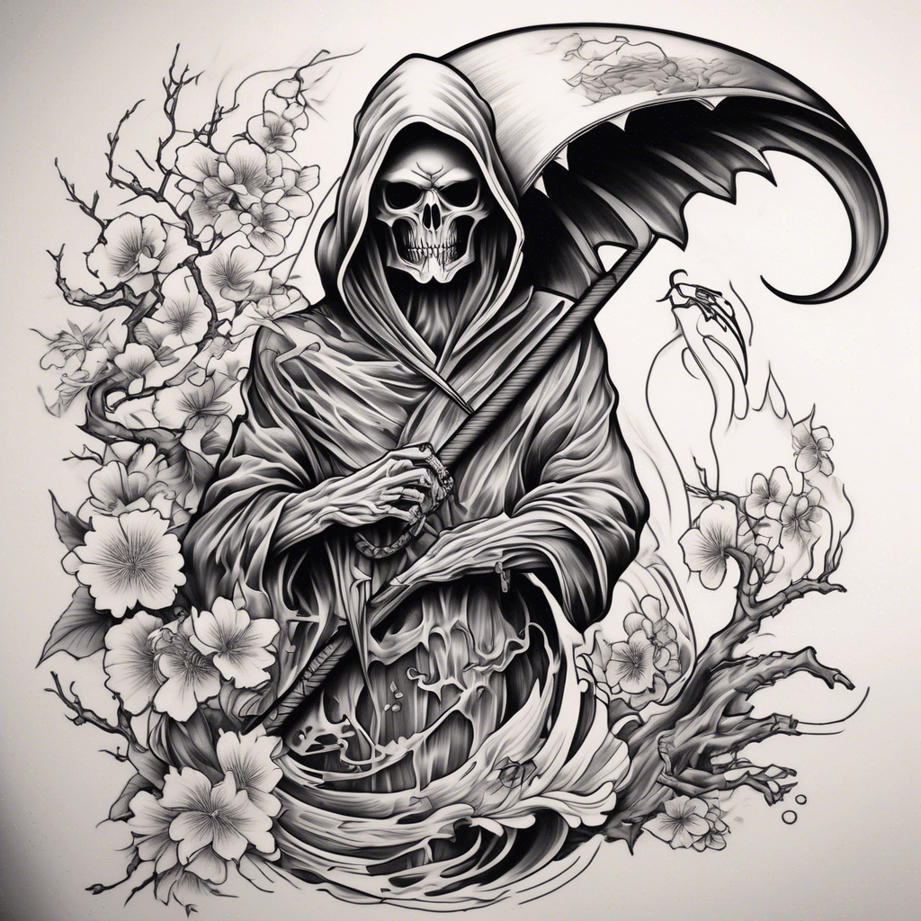 Grim reaper representing the father, pisces zodiac as a human